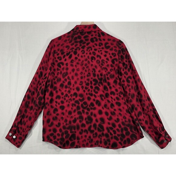 Katherine Kelly Maxi Skirt Set Silk Long Sleeve Blouse Leopard Red Womens 8/10 - Picture 3 of 16